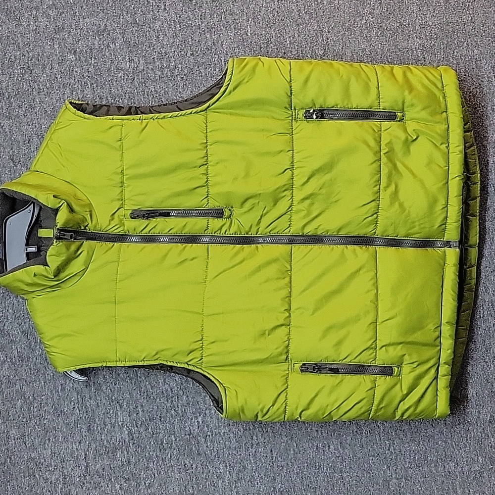 Outdoor Life Mens Puff Vest Down-Filled Size L Green Full Zip With Zip Pockets